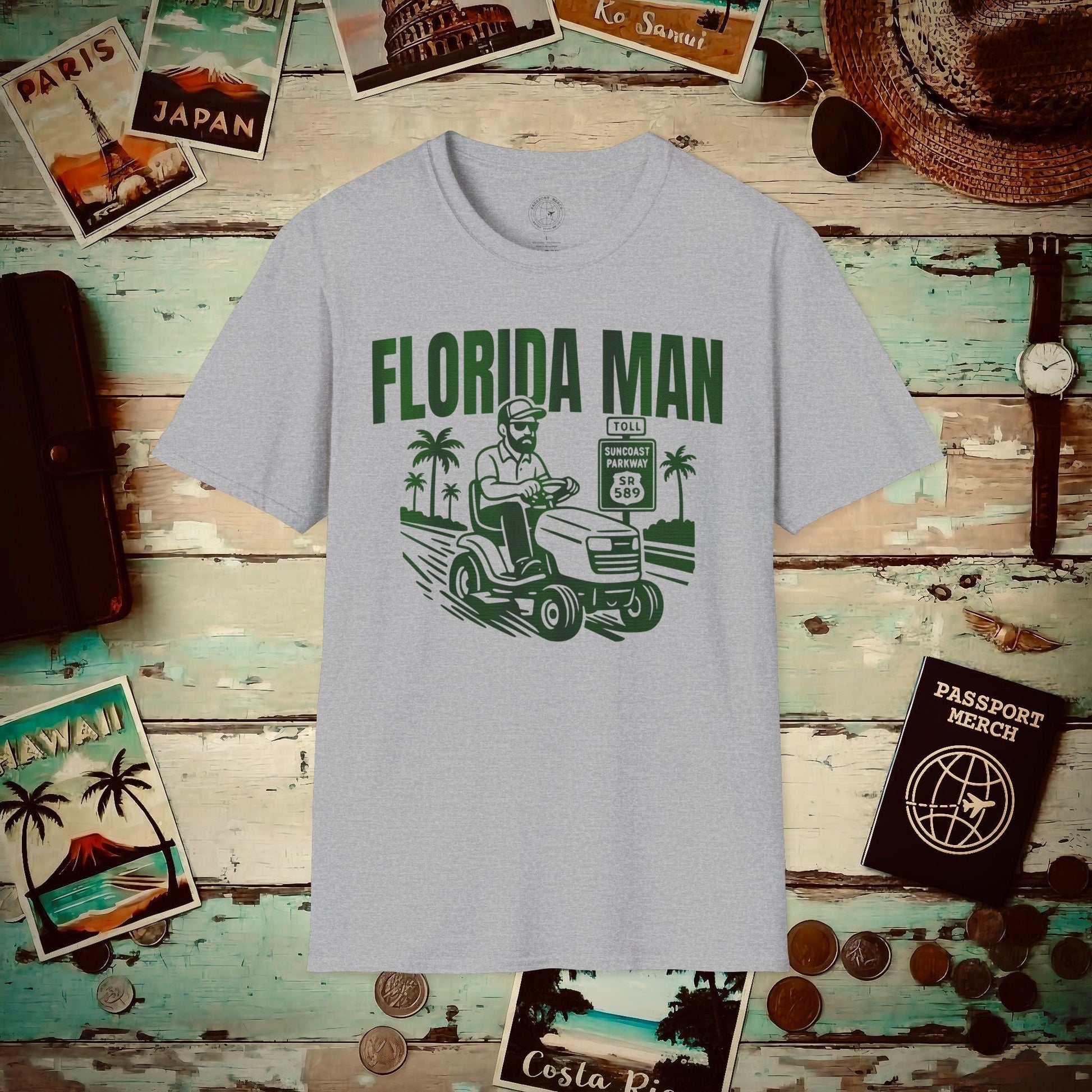 Florida Man Arrested for Driving Lawn Mower on Highway T-Shirt Sport Grey / S