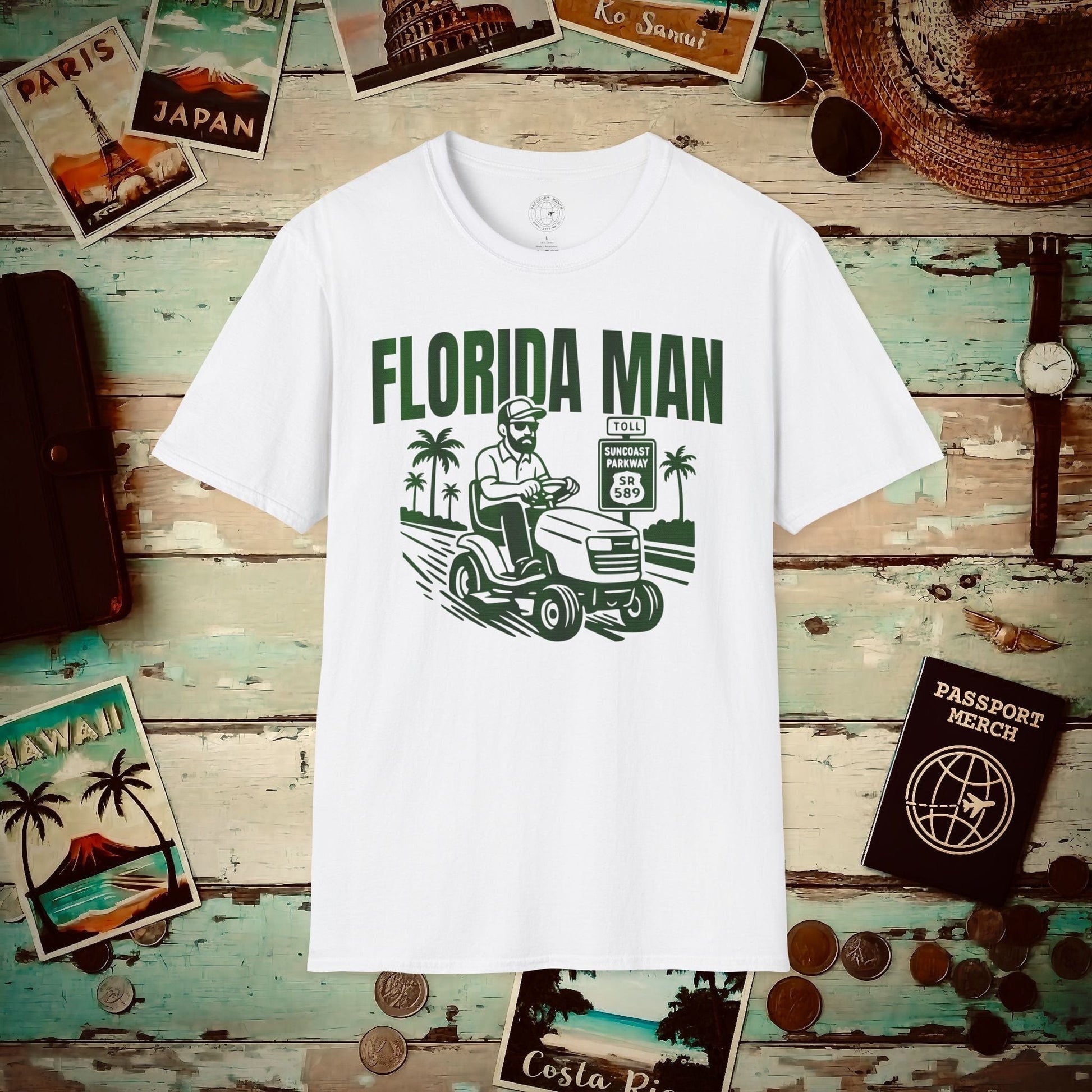 Florida Man Arrested for Driving Lawn Mower on Highway T-Shirt White / S