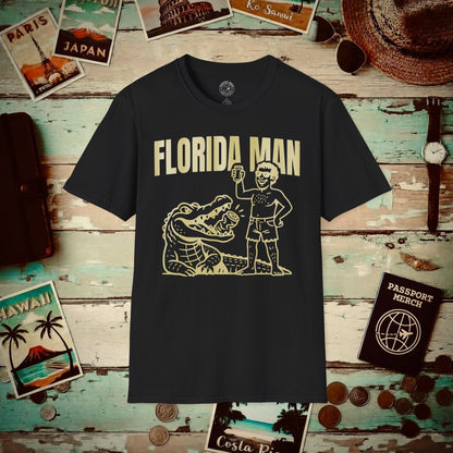 Florida Man Uses Alligator to Open Beer Can T-Shirt Black / S