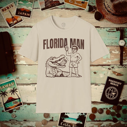Florida Man Uses Alligator to Open Beer Can T-Shirt Sand / S