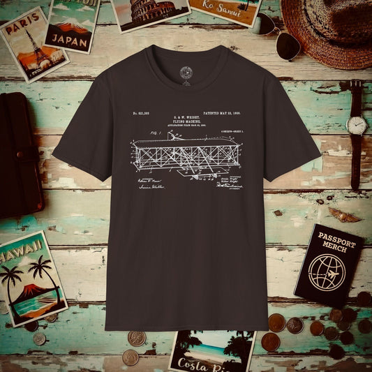Flying Machine, Patent No. 821,393 T-Shirt Dark Chocolate / S