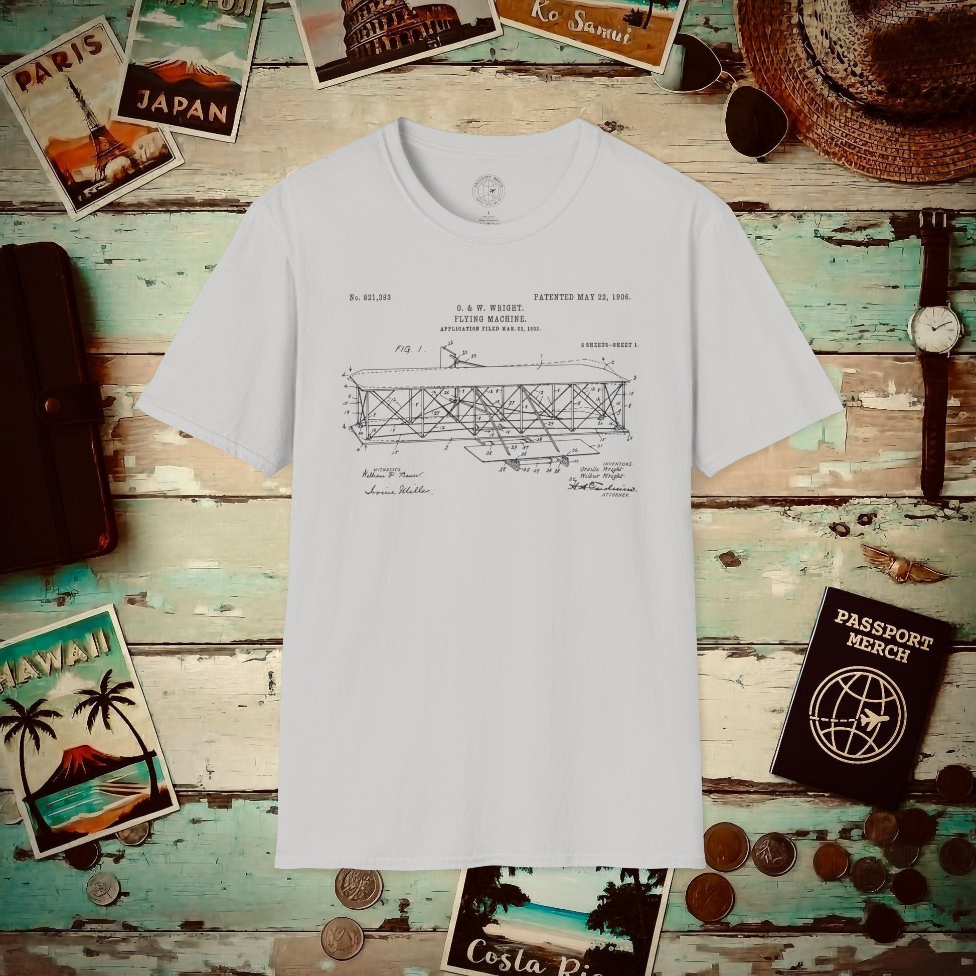 Flying Machine, Patent No. 821,393 T-Shirt Ice Grey / S