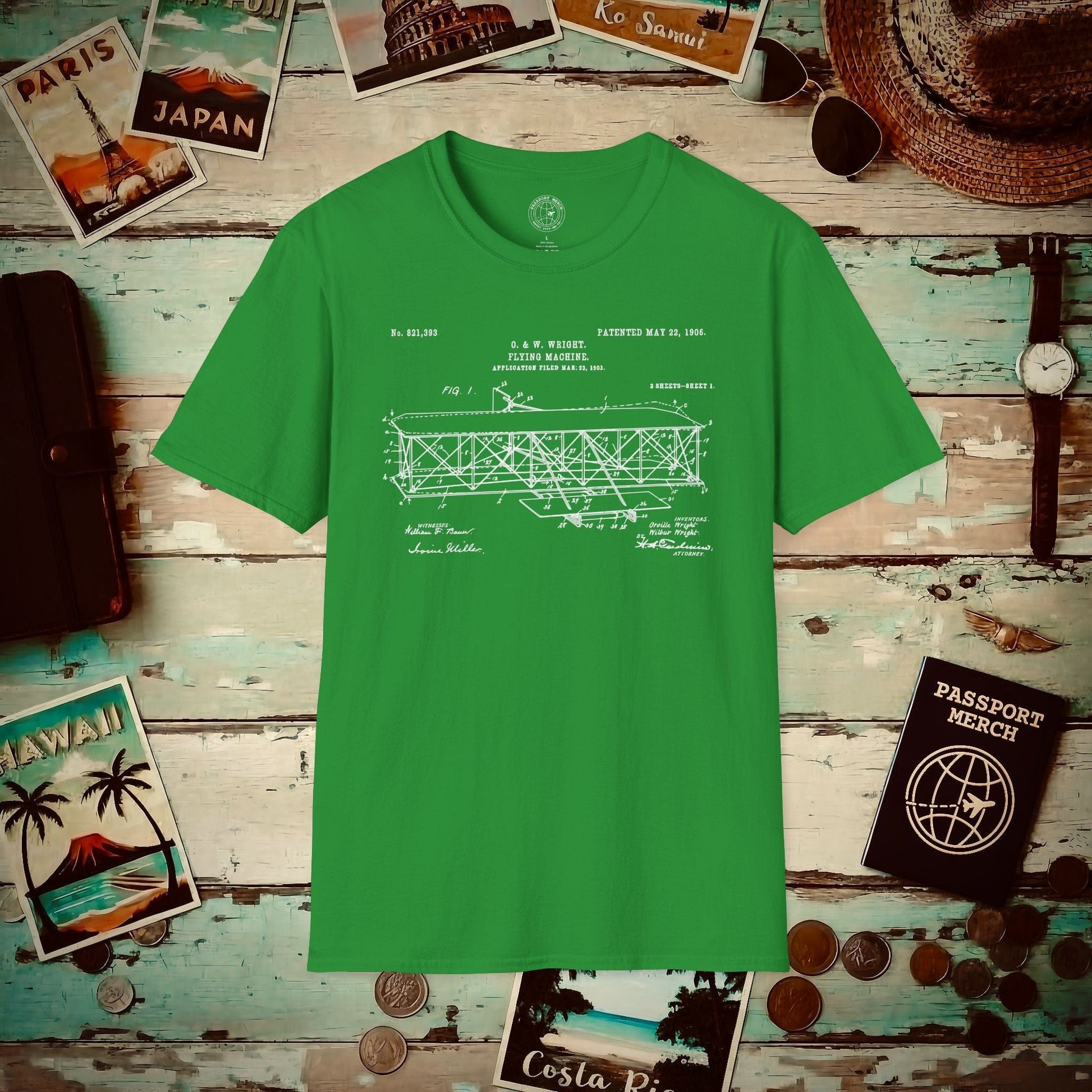 Flying Machine, Patent No. 821,393 T-Shirt Irish Green / S