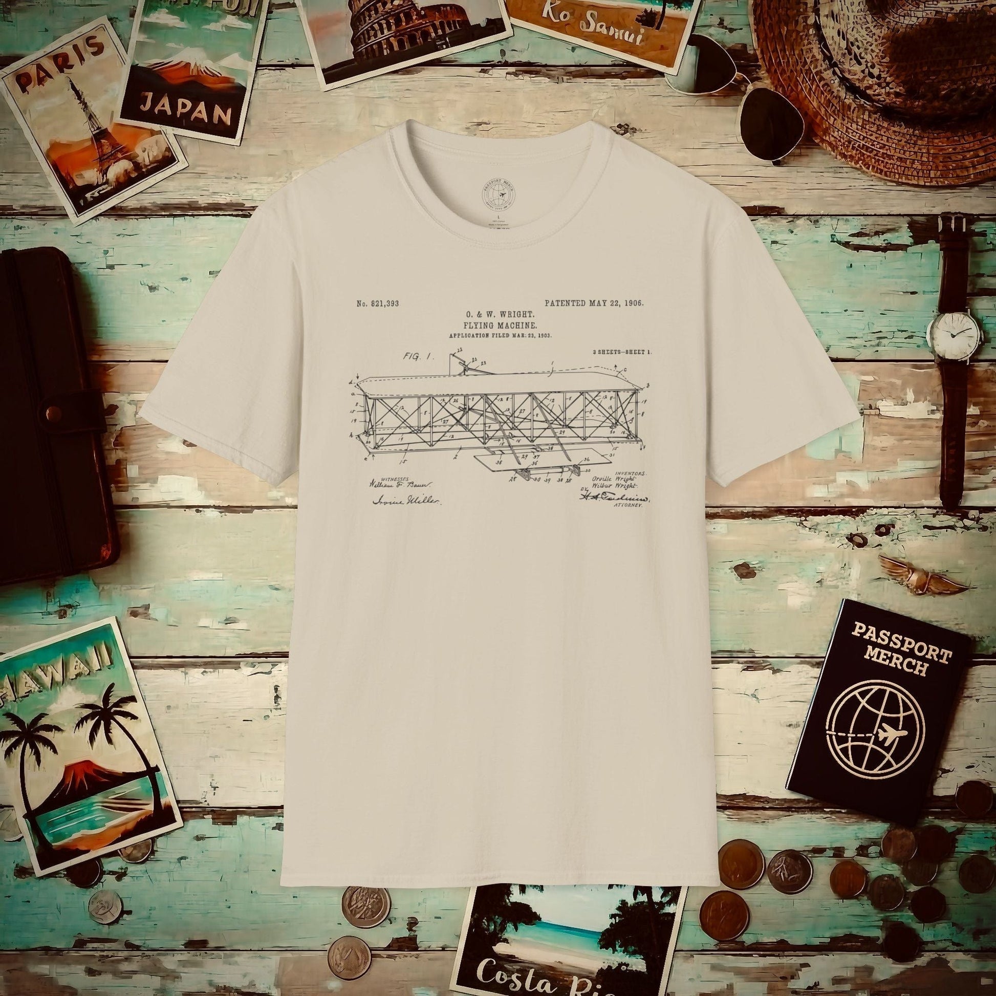 Flying Machine, Patent No. 821,393 T-Shirt Sand / S
