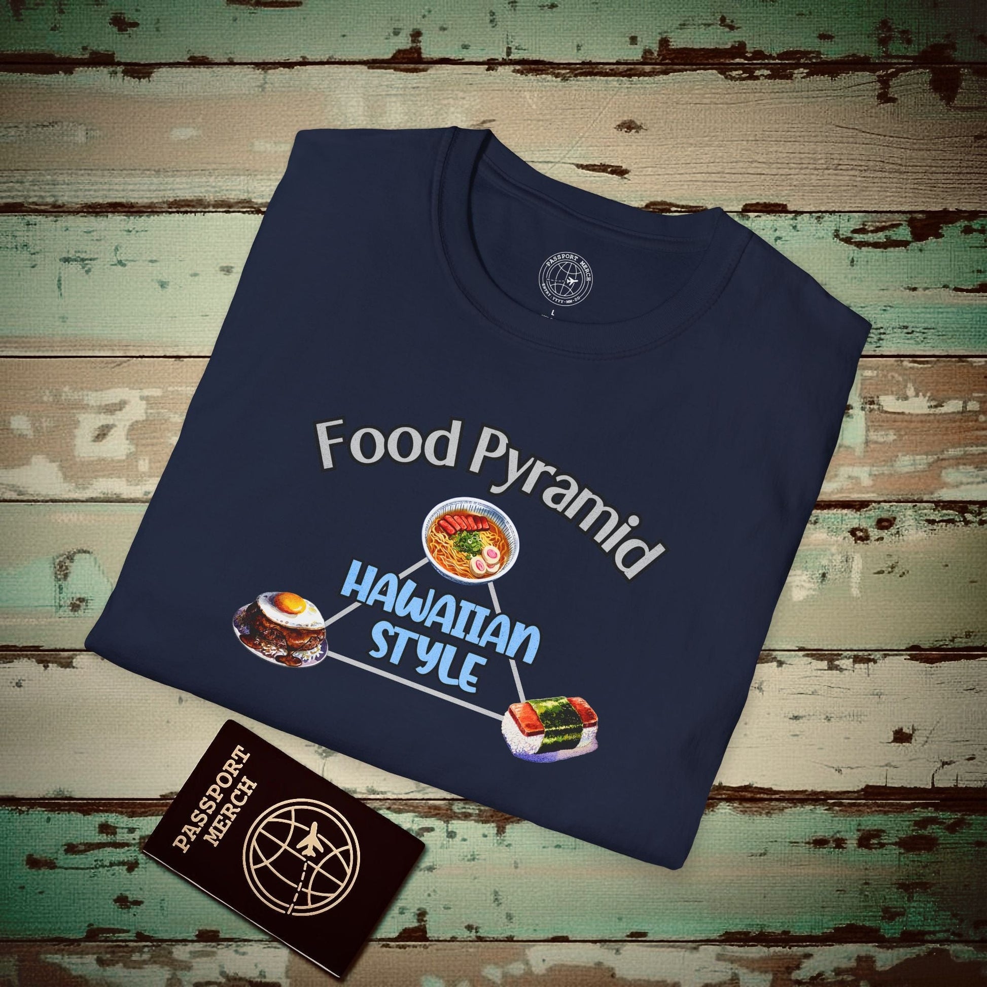 Food Pyramid Hawaiian Style T-Shirt Navy / S