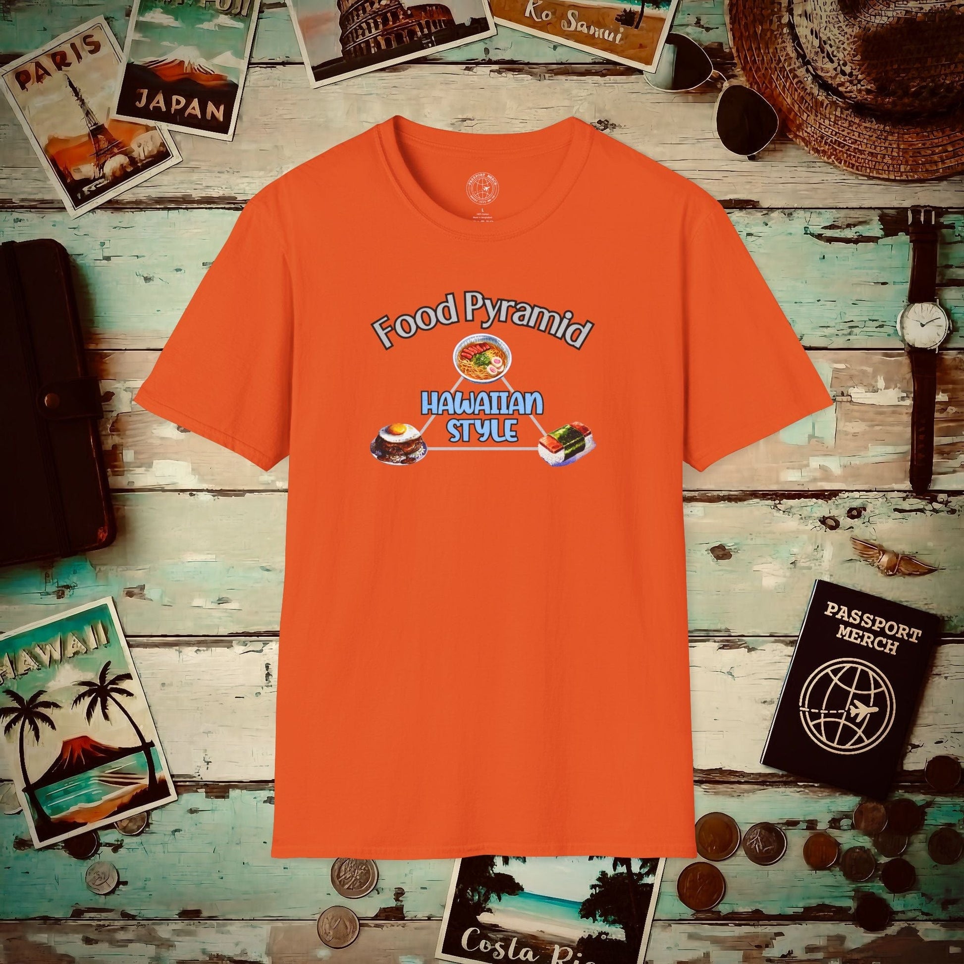 Food Pyramid Hawaiian Style T-Shirt Orange / S
