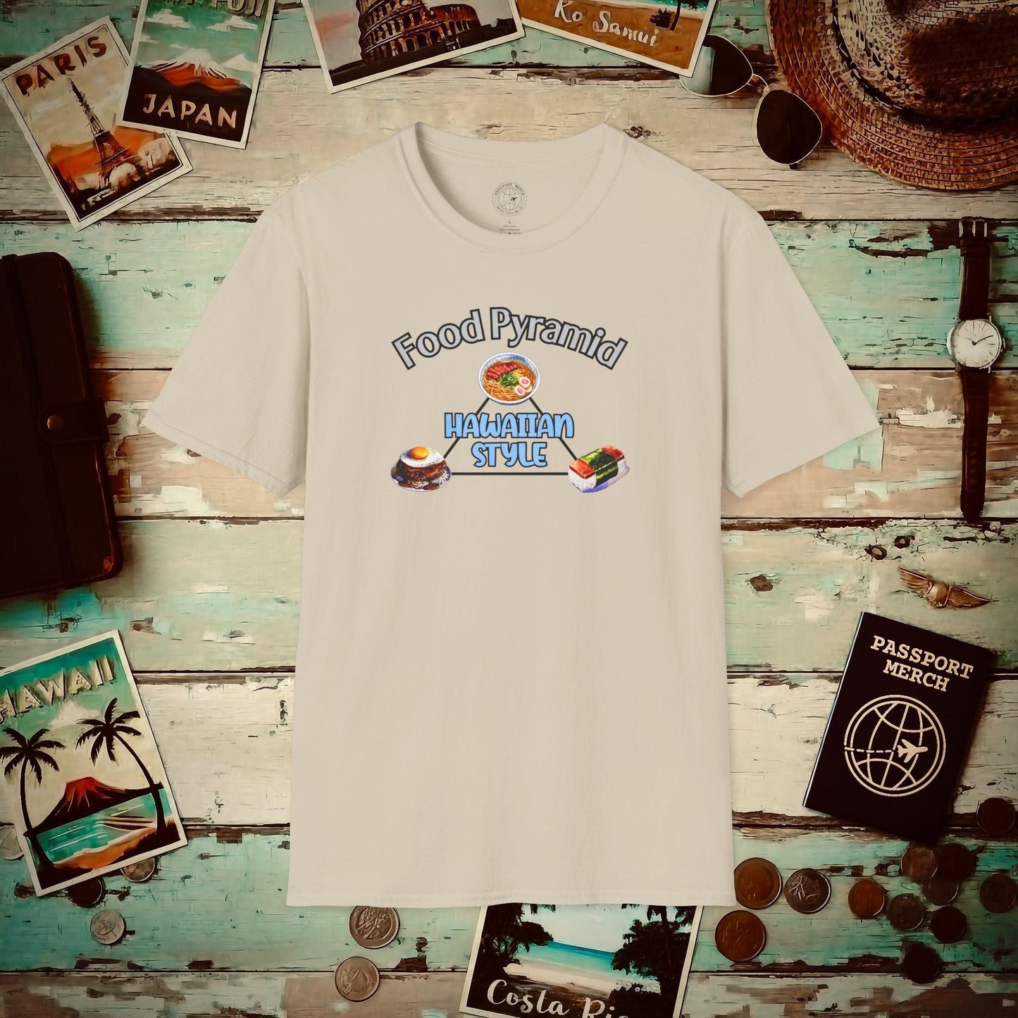 Food Pyramid Hawaiian Style T-Shirt Sand / S