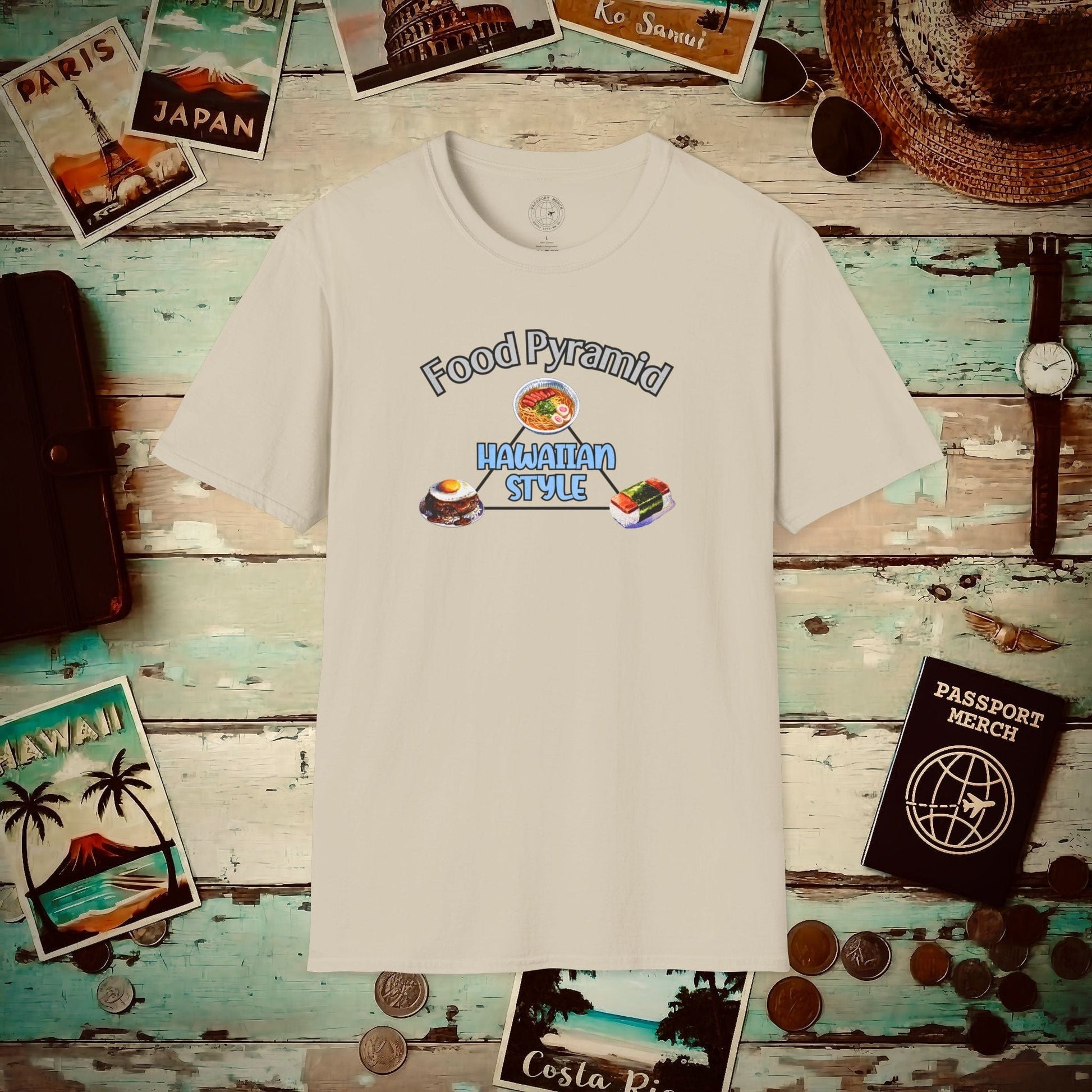 Food Pyramid Hawaiian Style T-Shirt Sand / S