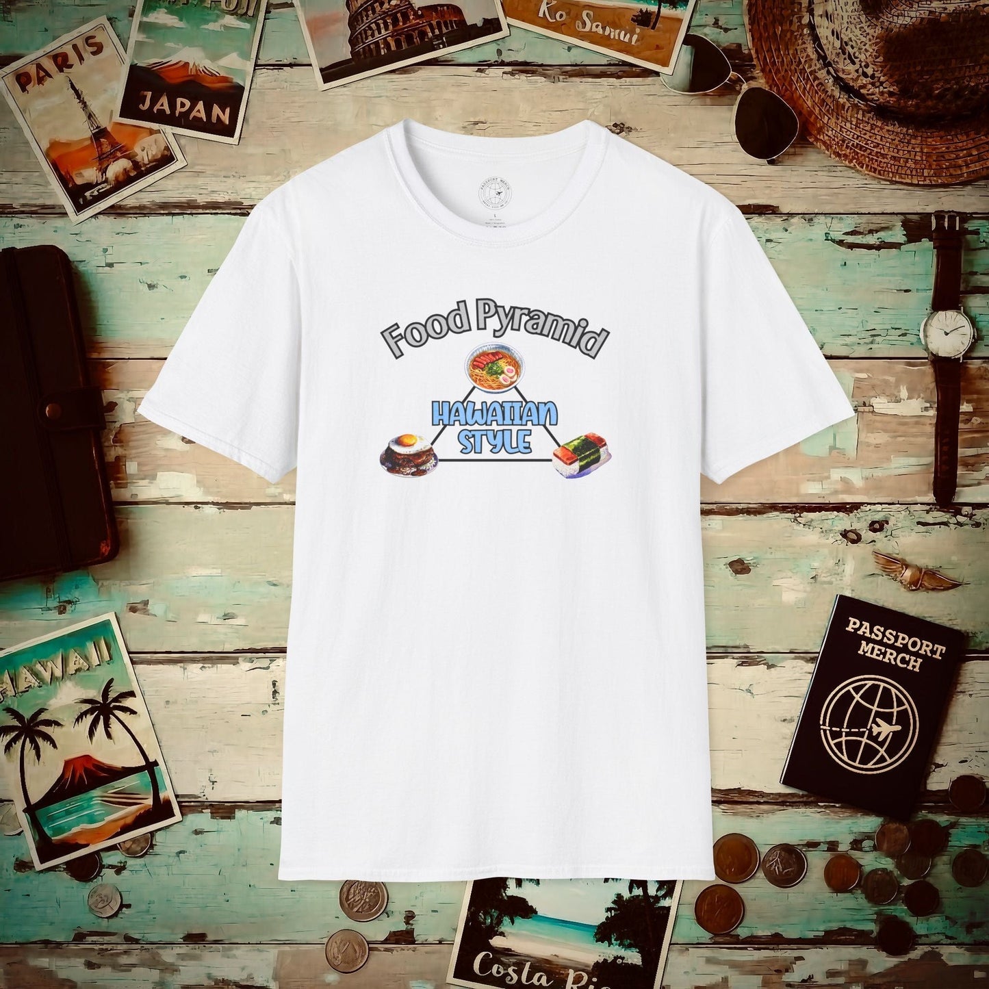 Food Pyramid Hawaiian Style T-Shirt White / S