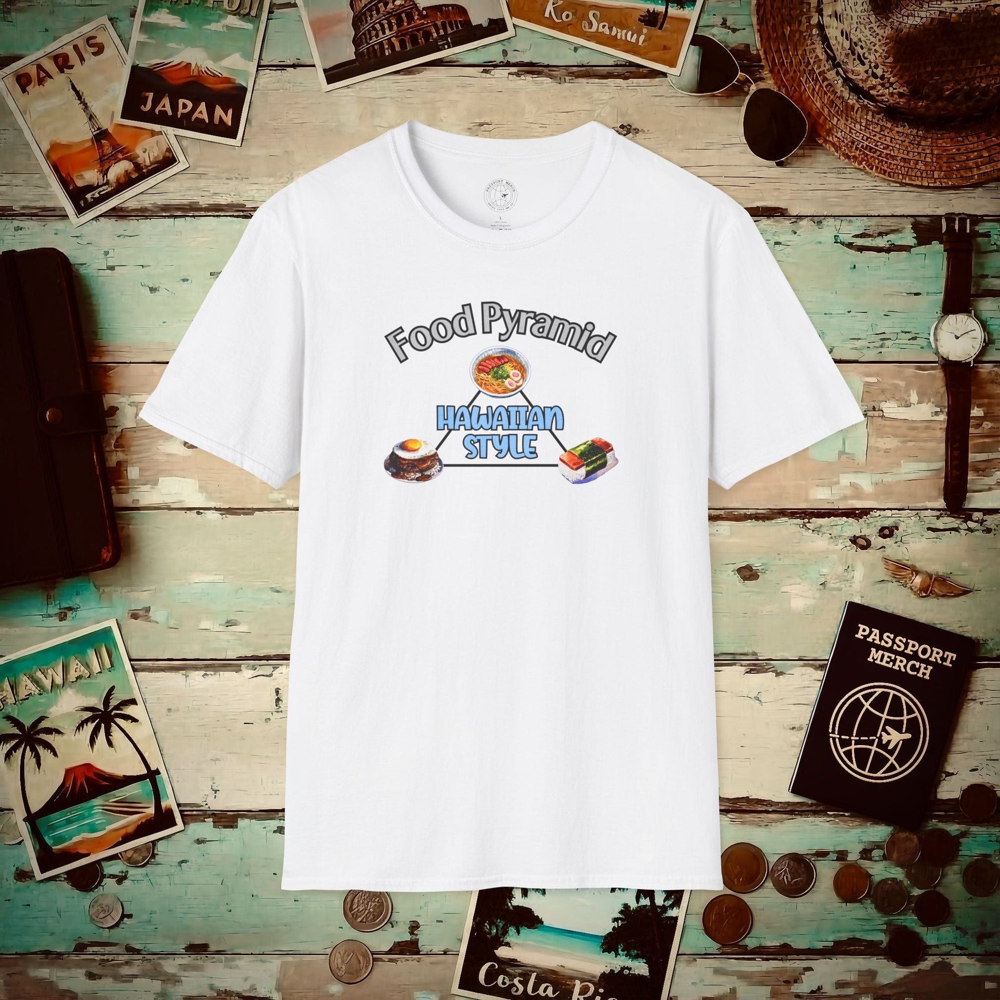 Food Pyramid Hawaiian Style T-Shirt White / S