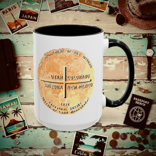 Four Corners - Utah, Colorado, Arizona, New Mexico 15oz Mug Black / 15oz