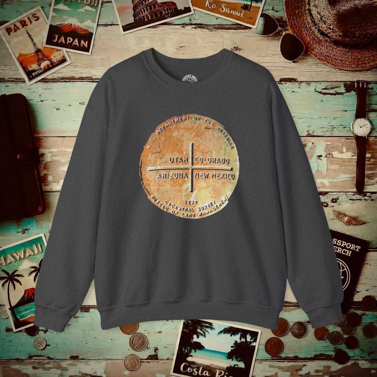 Four Corners - Utah, Colorado, Arizona, New Mexico Crewneck Dark Heather / S