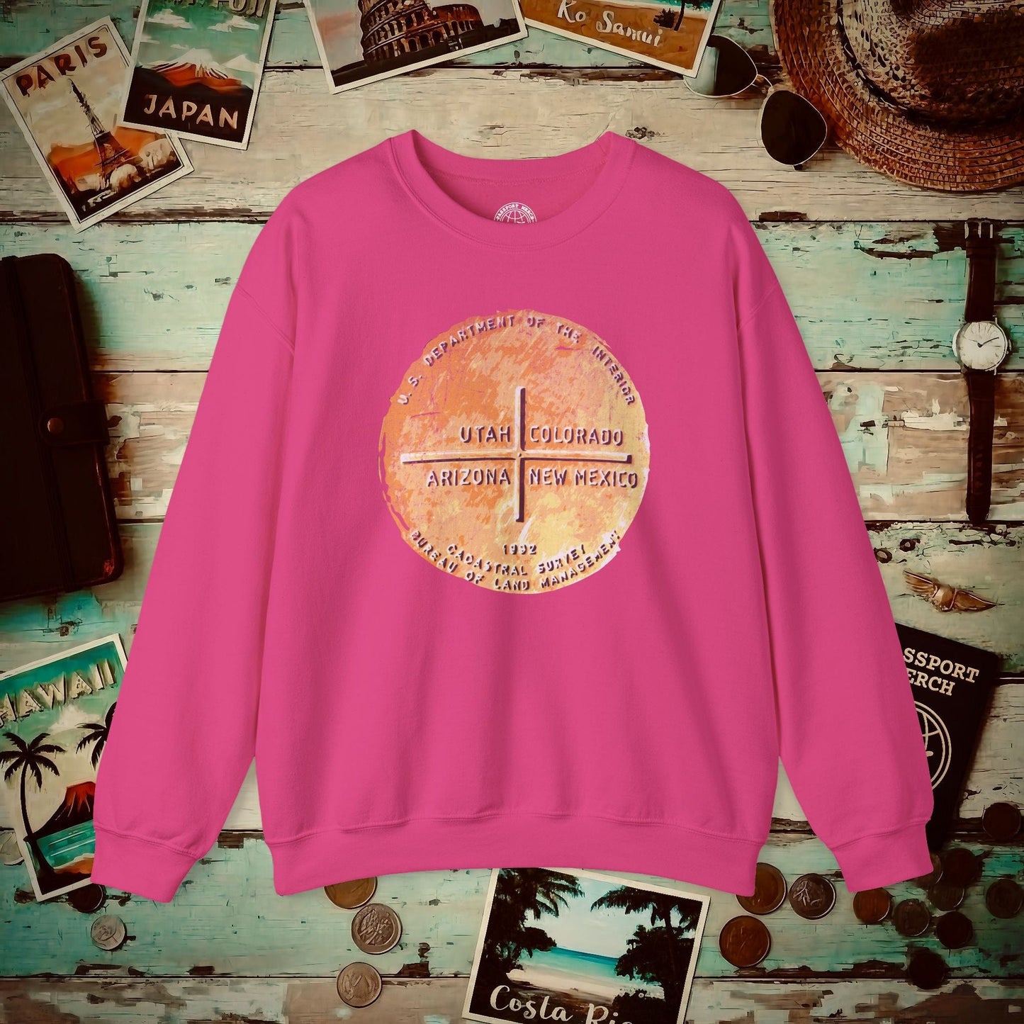 Four Corners - Utah, Colorado, Arizona, New Mexico Crewneck Heliconia / S