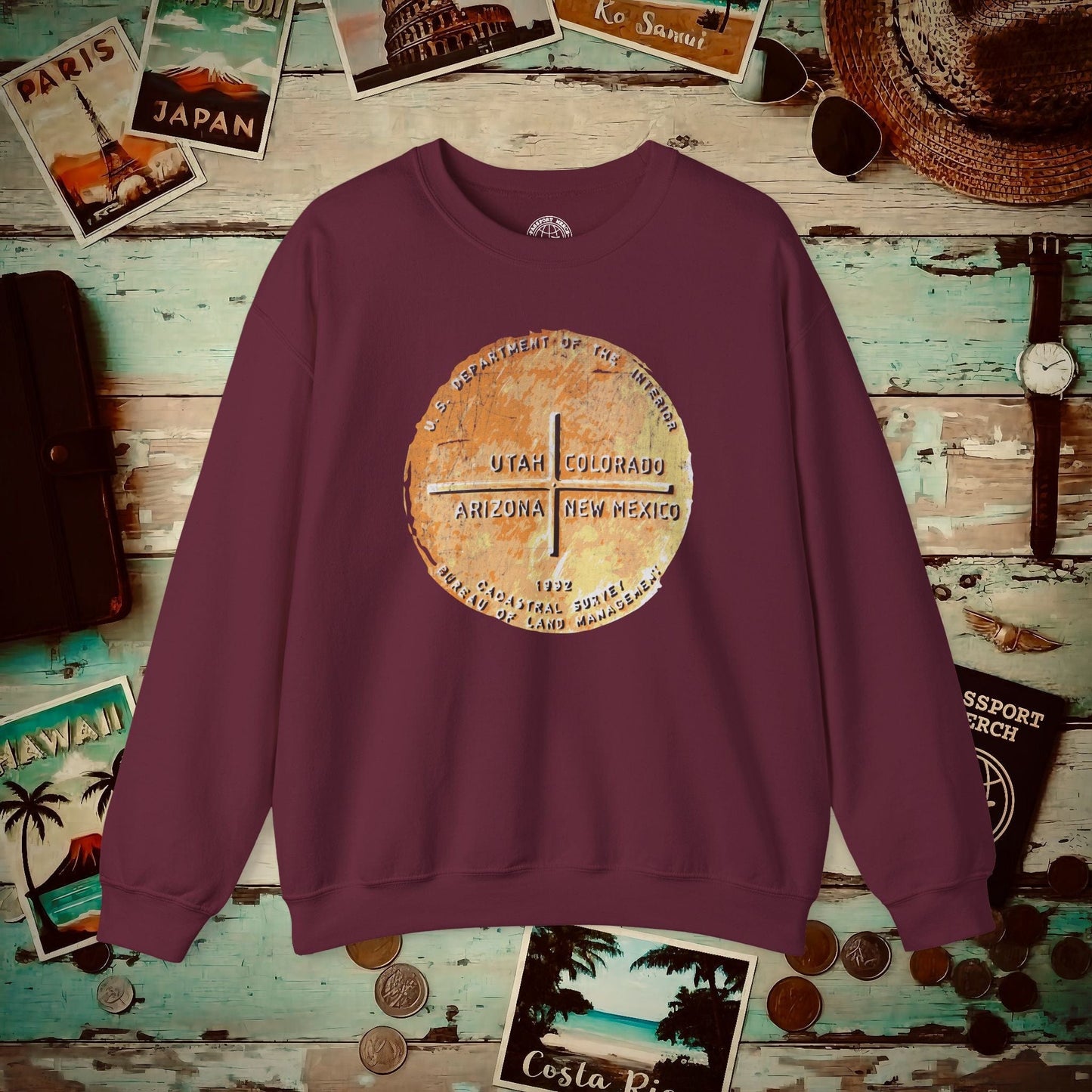 Four Corners - Utah, Colorado, Arizona, New Mexico Crewneck Maroon / S