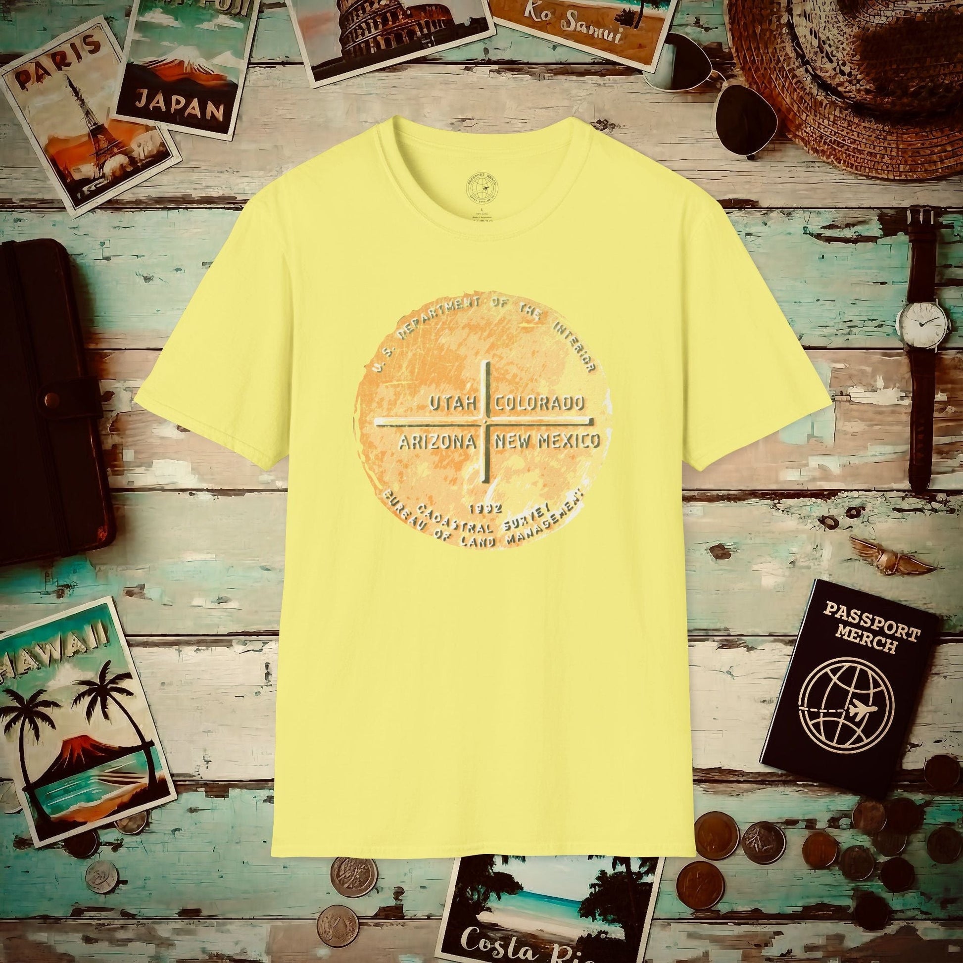 Four Corners - Utah, Colorado, Arizona, New Mexico T-Shirt Cornsilk / S