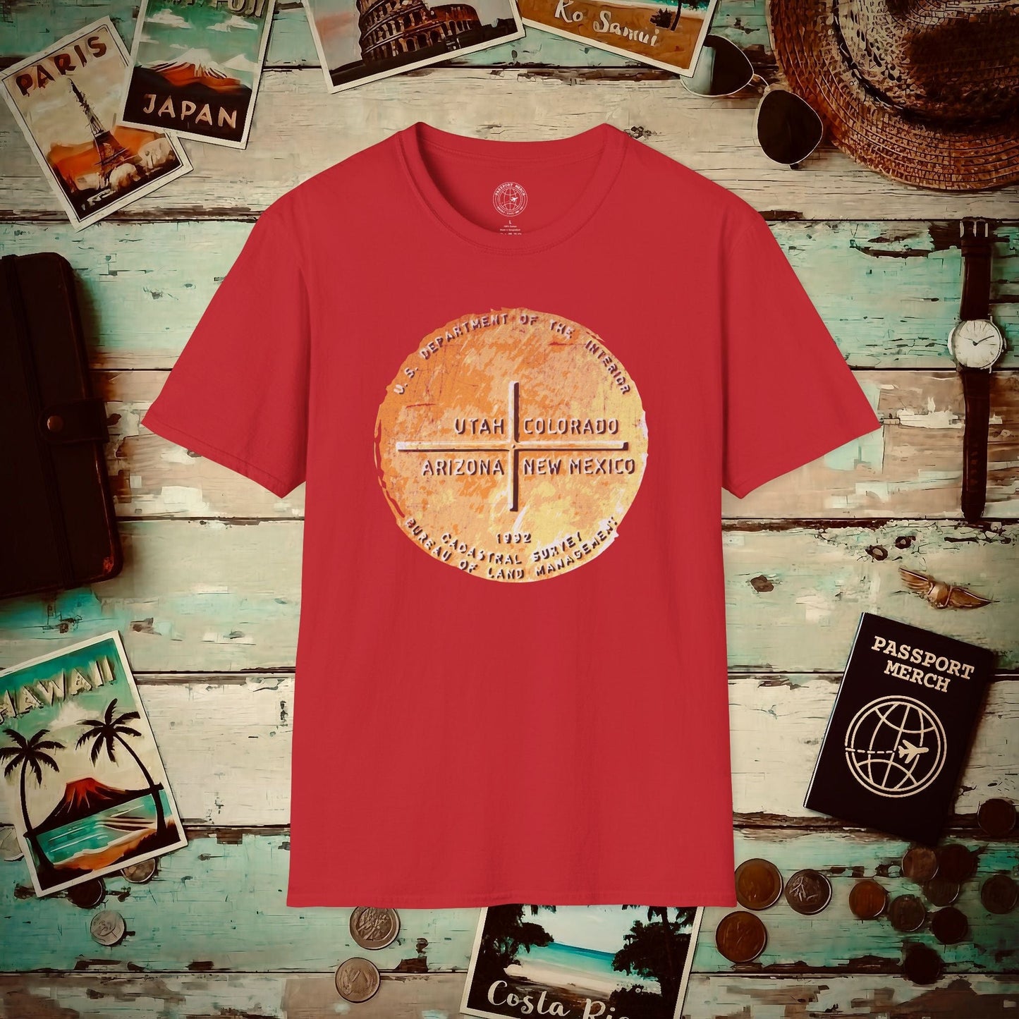 Four Corners - Utah, Colorado, Arizona, New Mexico T-Shirt Red / S