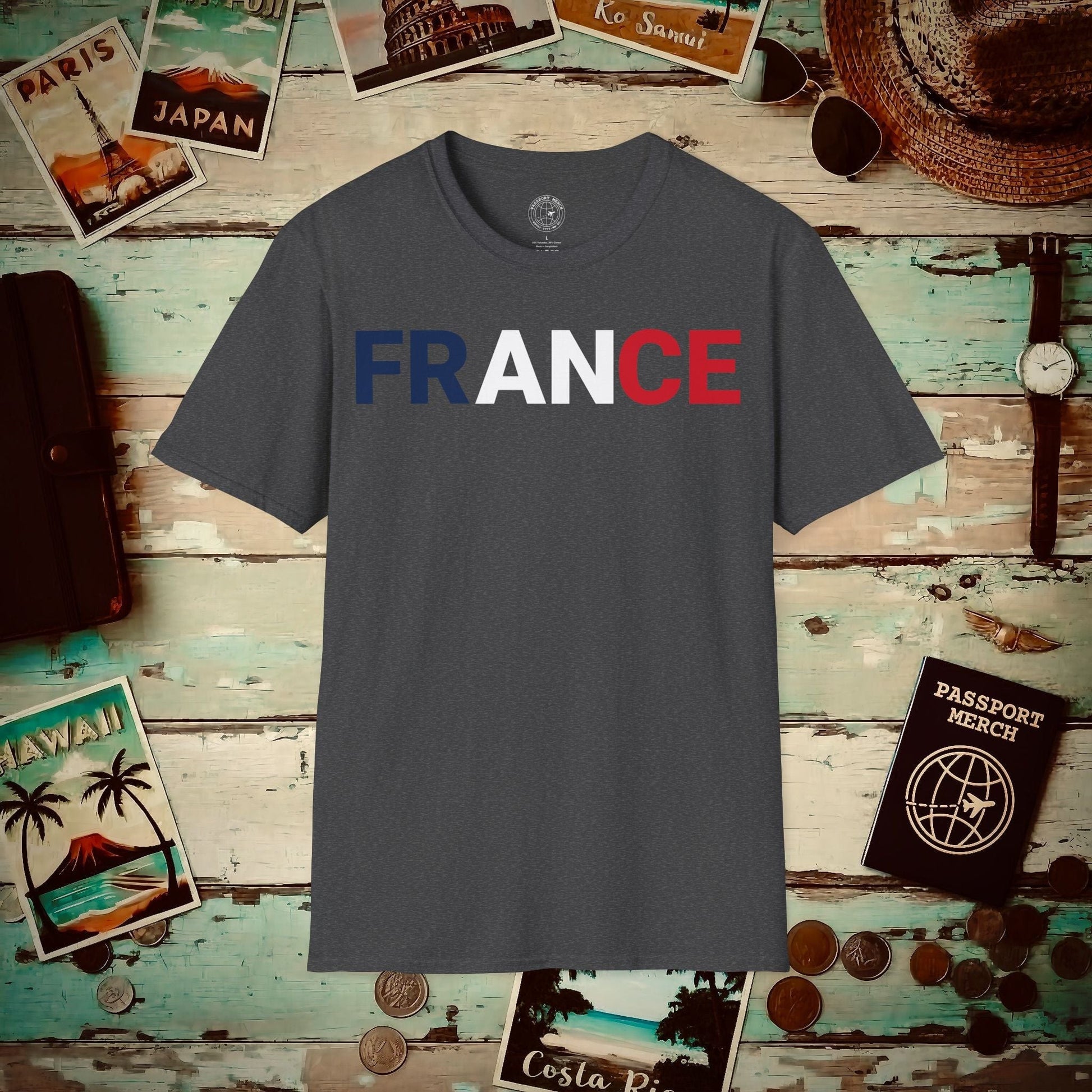 France Patriotism Letter Flag T-Shirt Dark Heather / S