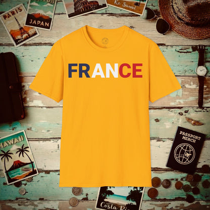France Patriotism Letter Flag T-Shirt Gold / S
