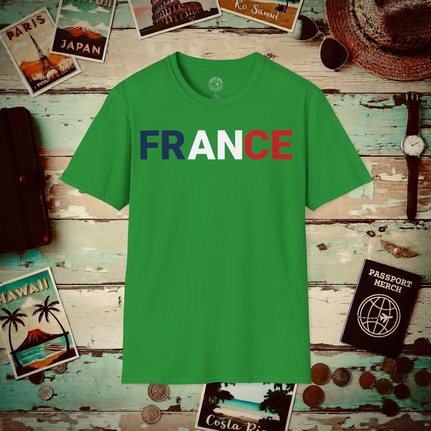 France Patriotism Letter Flag T-Shirt Irish Green / S