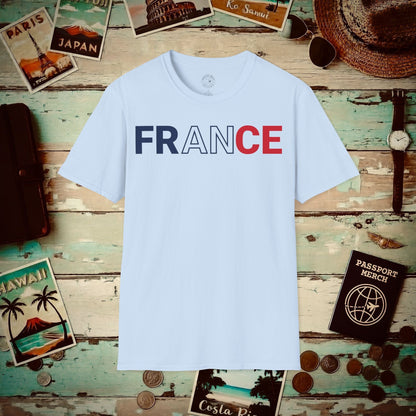 France Patriotism Letter Flag T-Shirt Light Blue / S