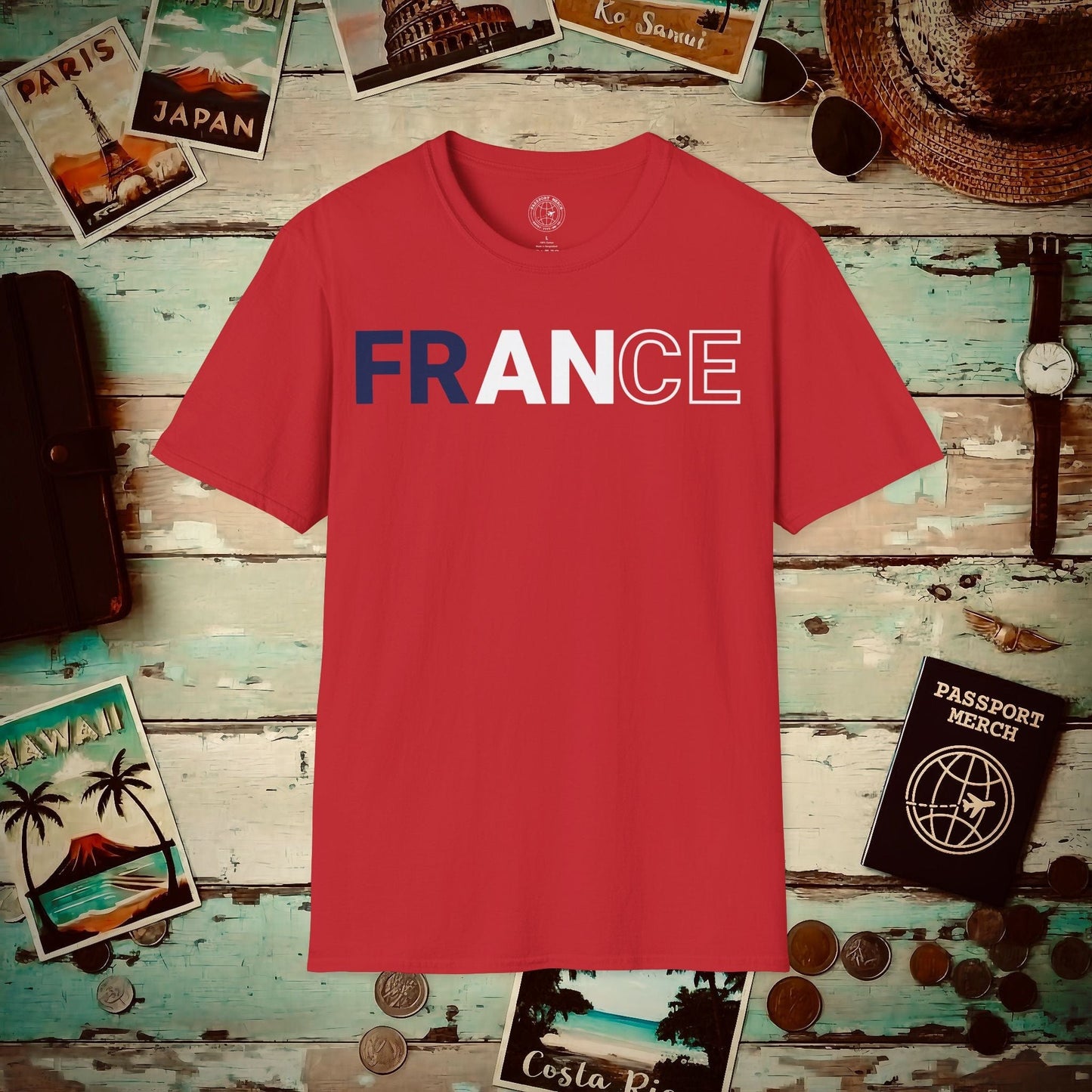 France Patriotism Letter Flag T-Shirt Red / S