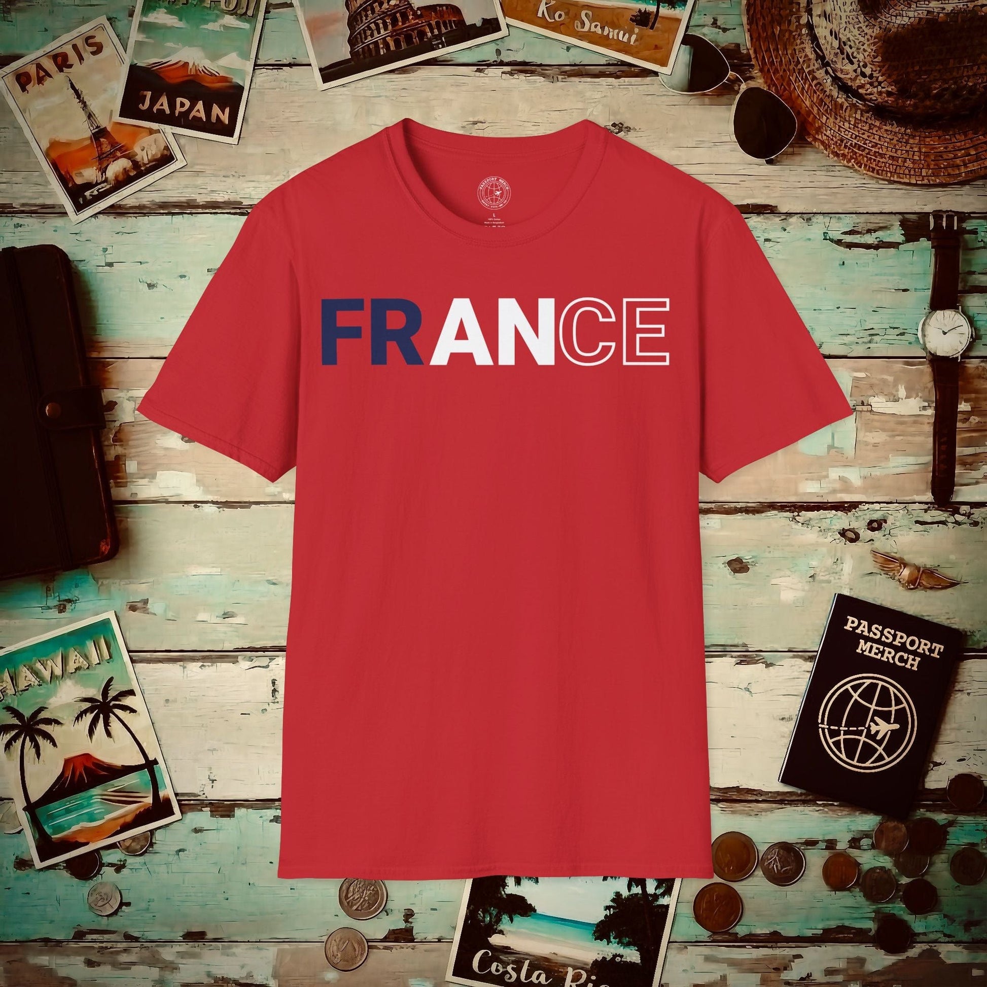 France Patriotism Letter Flag T-Shirt Red / S