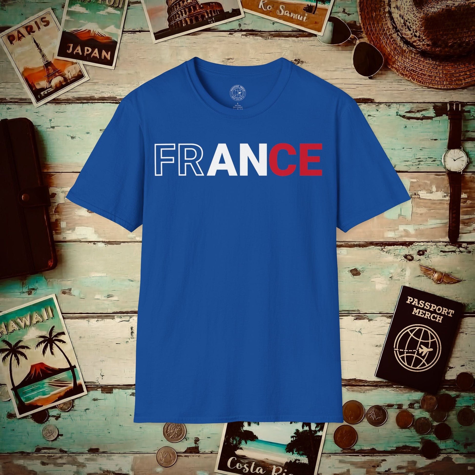 France Patriotism Letter Flag T-Shirt Royal / S