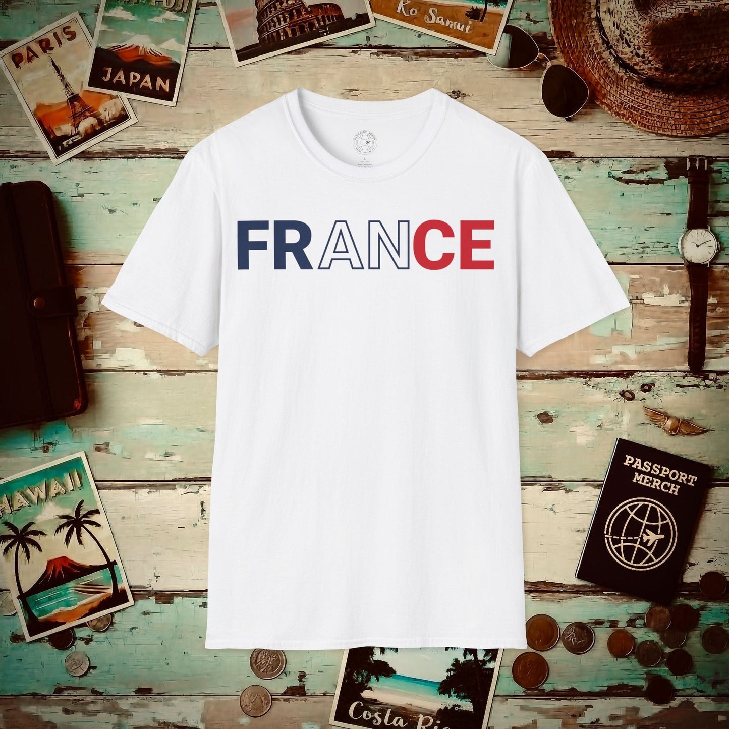 France Patriotism Letter Flag T-Shirt White / S