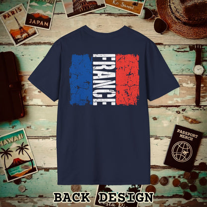 France Vintage Flag Back Print T-Shirt Navy / S