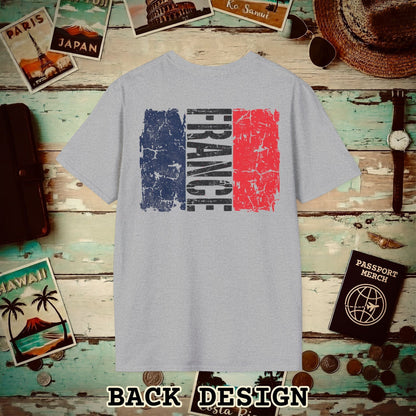 France Vintage Flag Back Print T-Shirt Sport Grey / S