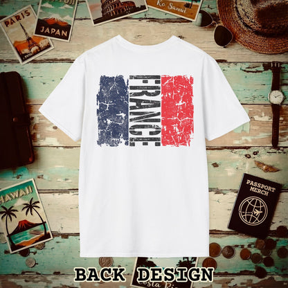 France Vintage Flag Back Print T-Shirt White / S