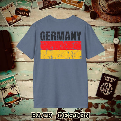 Germany Vintage Flag Back Print T-Shirt Heather Indigo / S