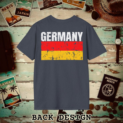 Germany Vintage Flag Back Print T-Shirt Heather Navy / S