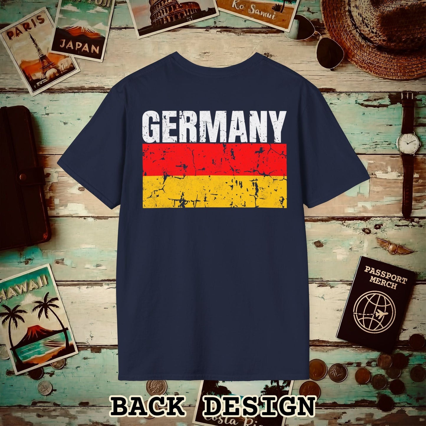 Germany Vintage Flag Back Print T-Shirt Navy / S