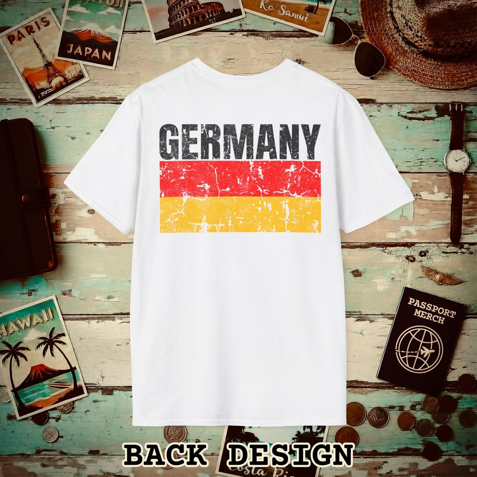 Germany Vintage Flag Back Print T-Shirt White / S