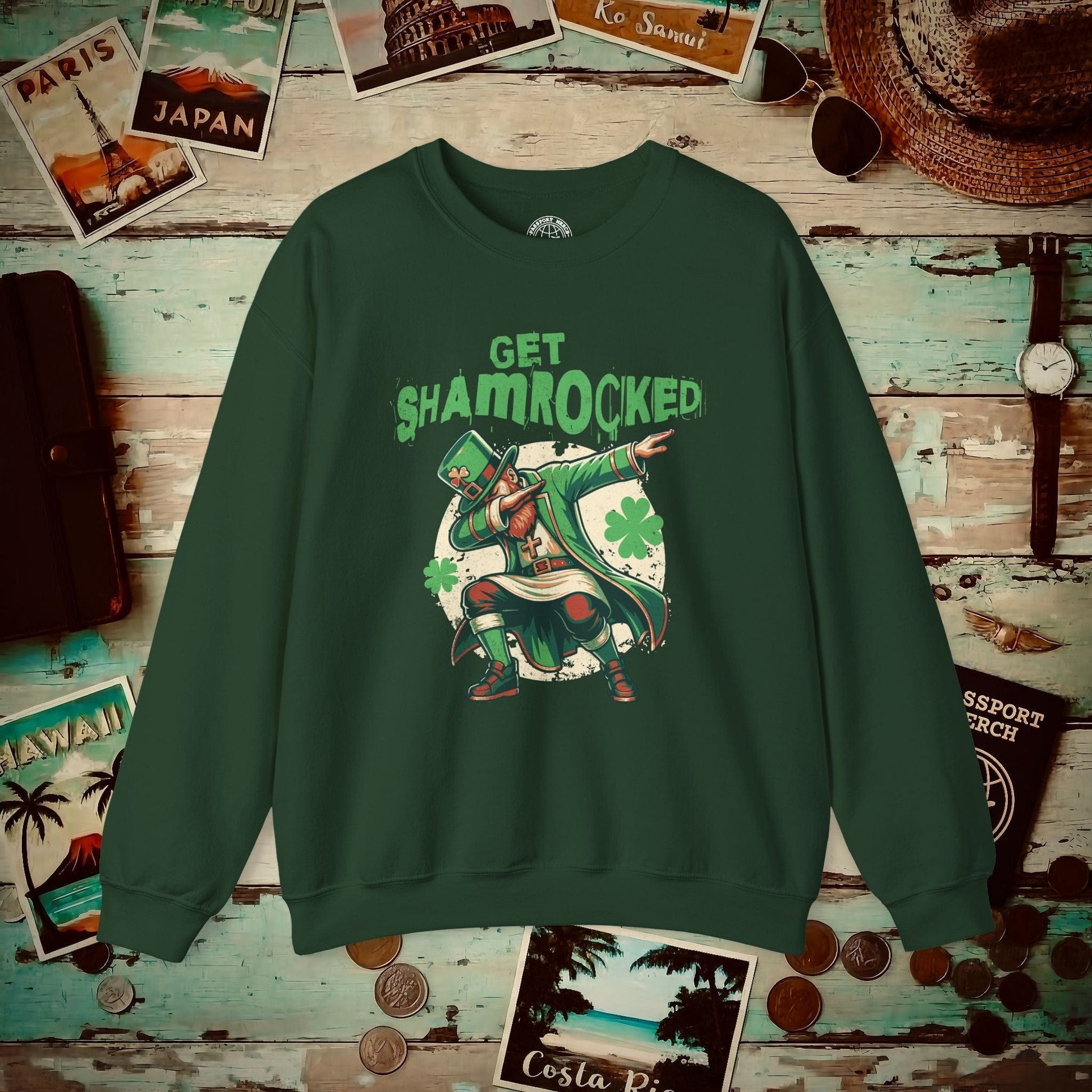 Get Shamrocked, Ireland Crewneck Forest Green / S