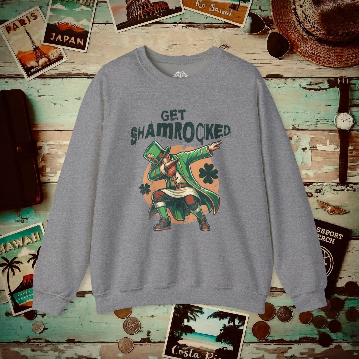 Get Shamrocked, Ireland Crewneck Graphite Heather / S