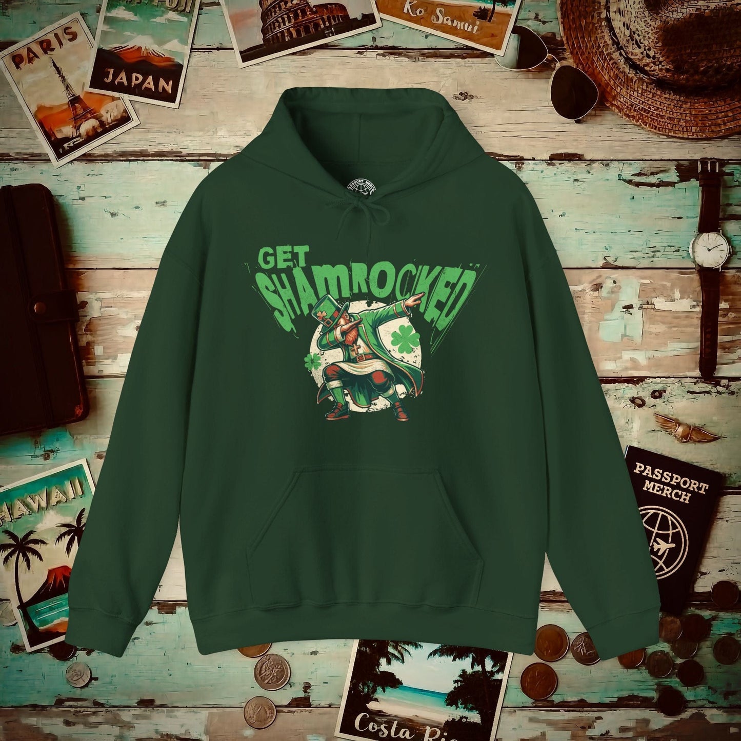 Get Shamrocked, Ireland Hoodie Forest Green / S