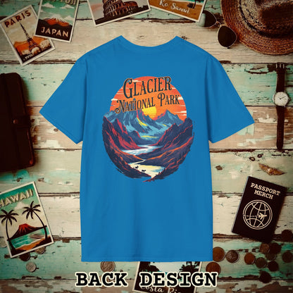 Glacier National Park, Montana, Back Print T-Shirt Sapphire / S