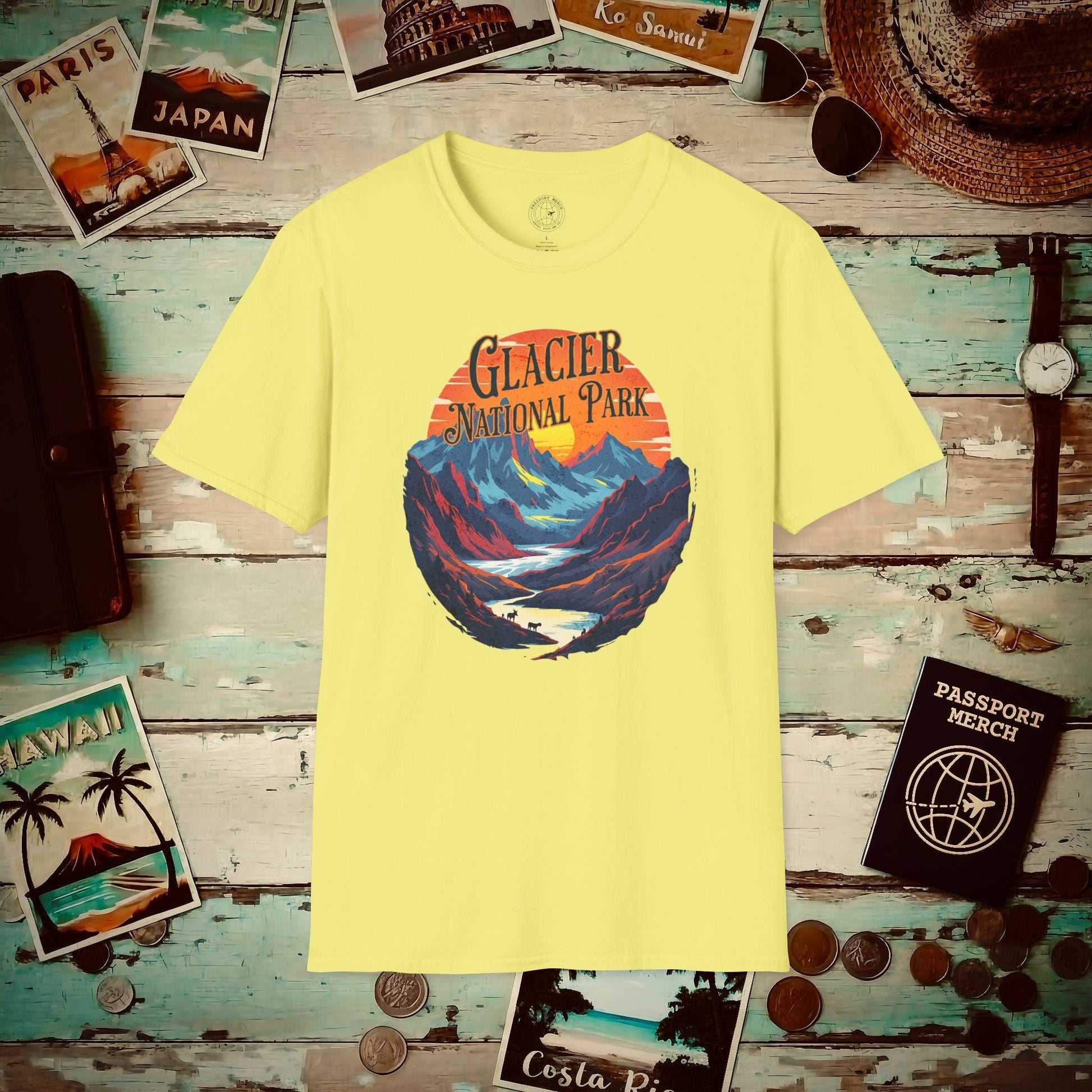 Glacier National Park, Montana T-Shirt Cornsilk / S