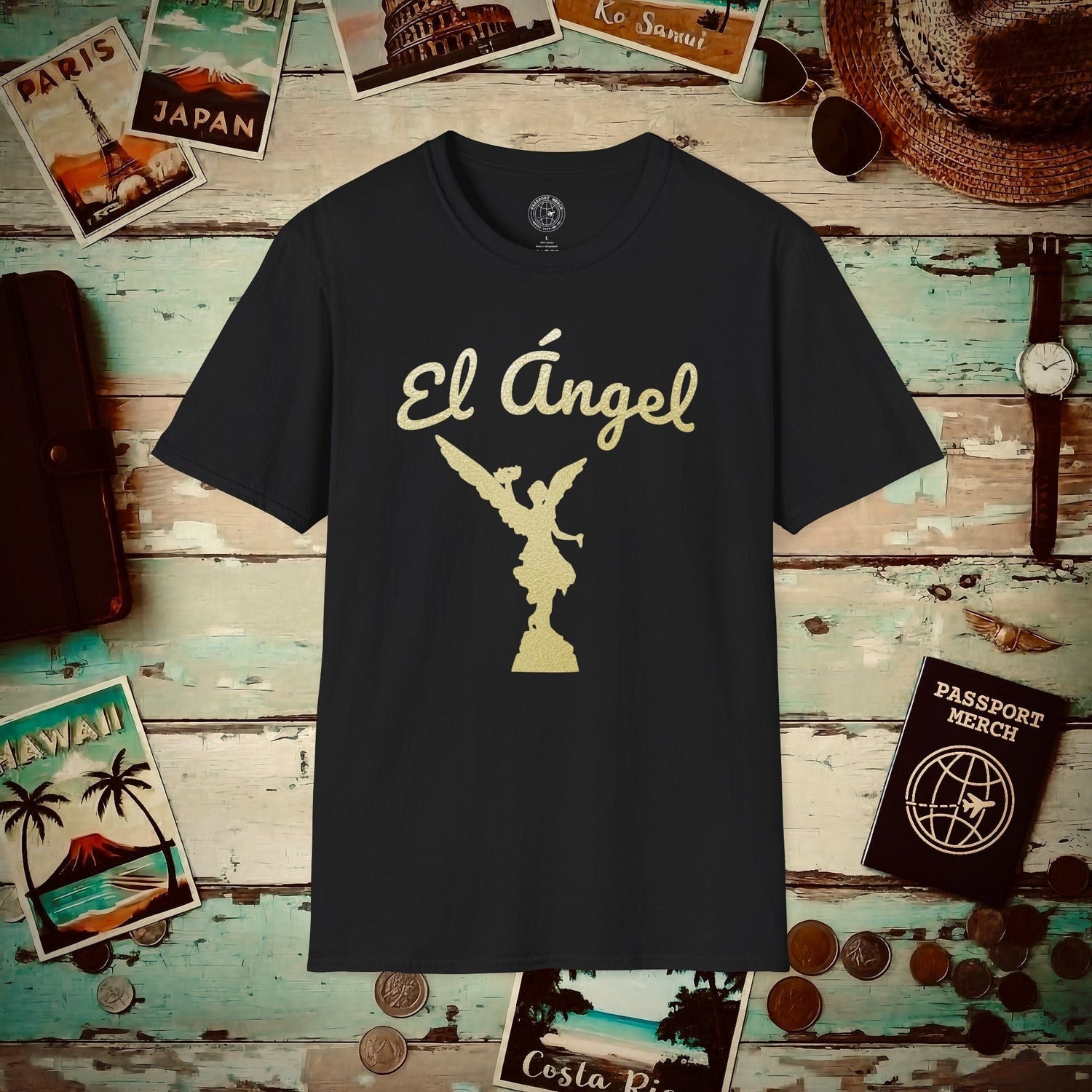 Golden Angel of Independence Mexico City T-Shirt Black / S