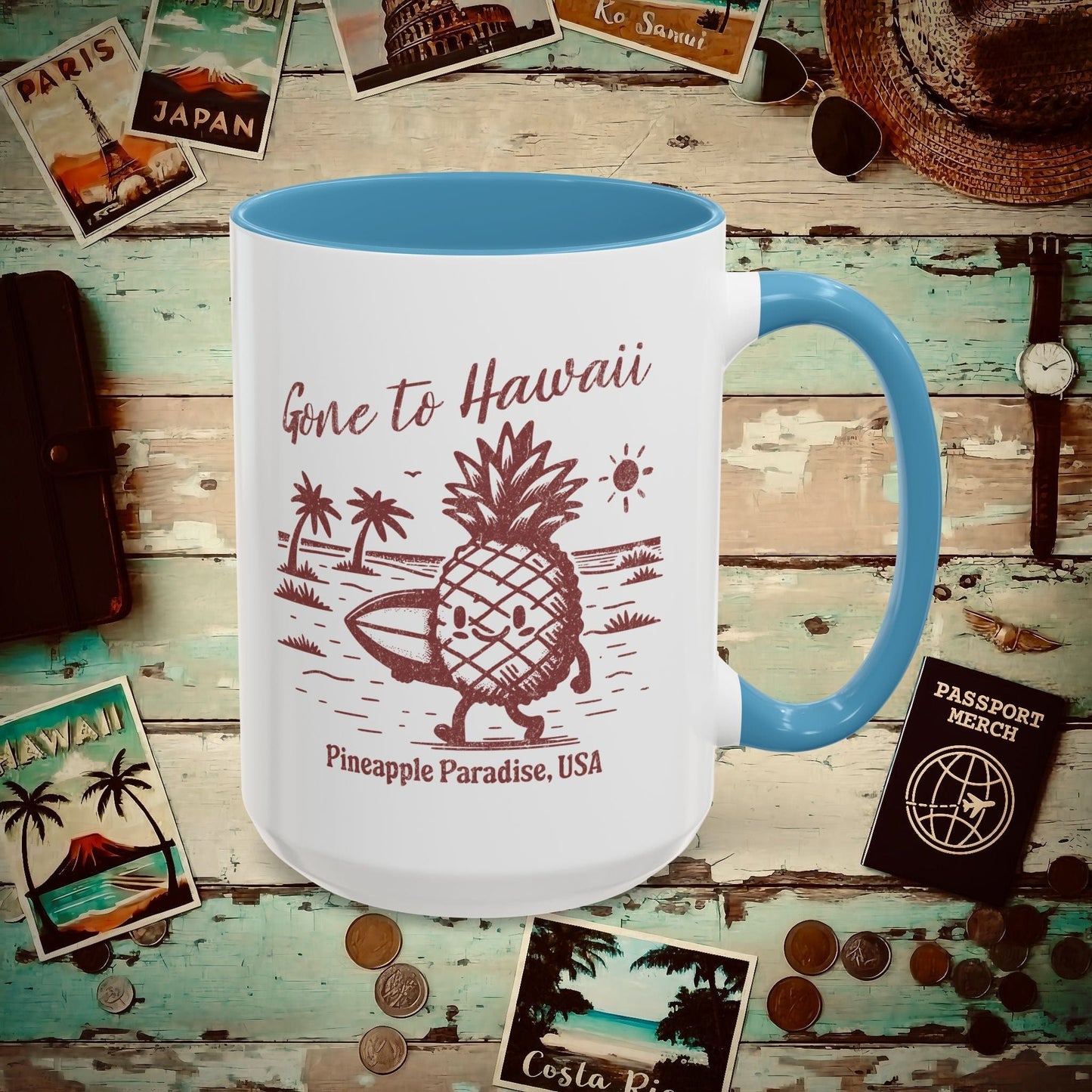 Gone to Hawaii, Pineapple Paradise 15oz Mug Light Blue / 15oz