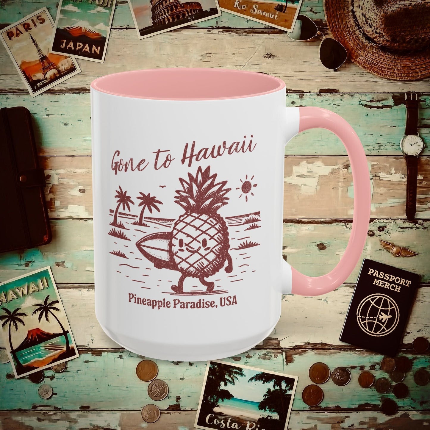 Gone to Hawaii, Pineapple Paradise 15oz Mug Pink / 15oz