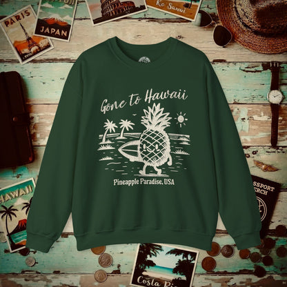 Gone to Hawaii, Pineapple Paradise Crewneck Forest Green / S