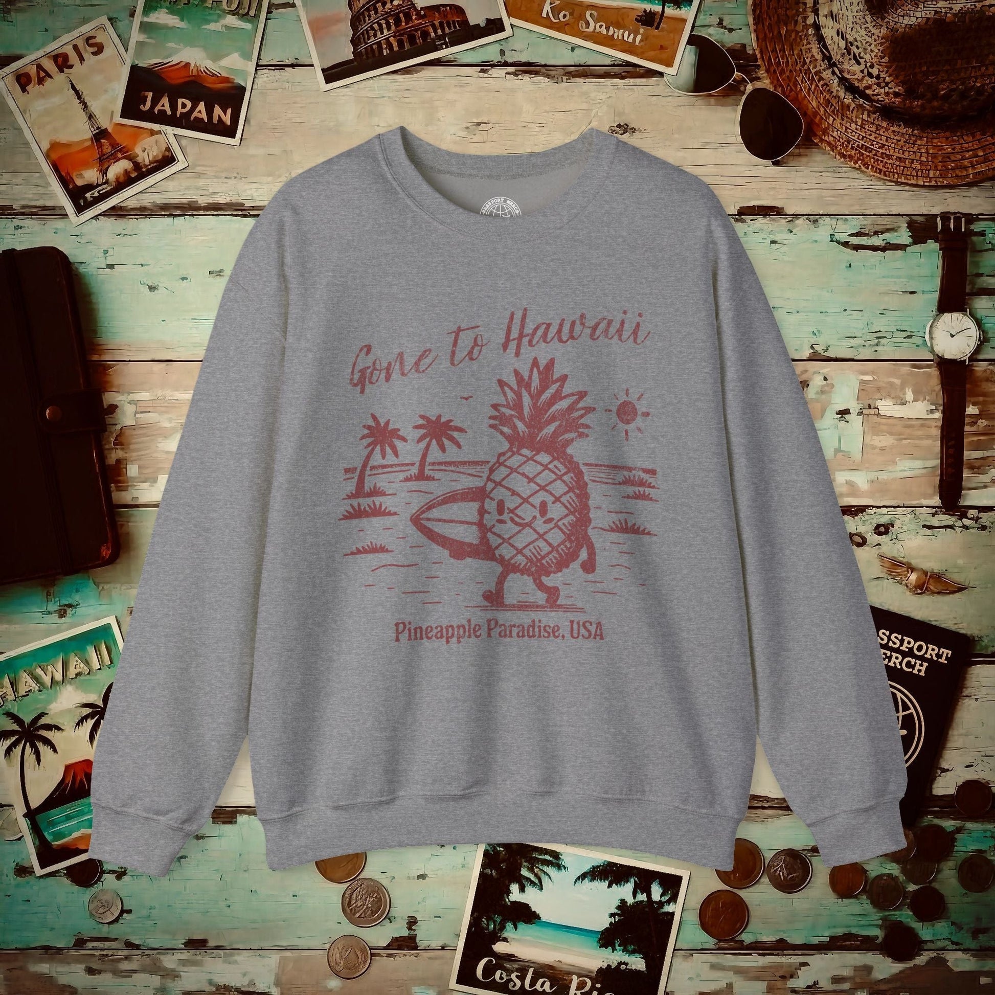Gone to Hawaii, Pineapple Paradise Crewneck Graphite Heather / S