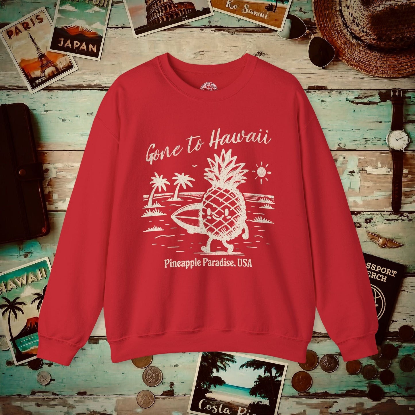 Gone to Hawaii, Pineapple Paradise Crewneck Red / S