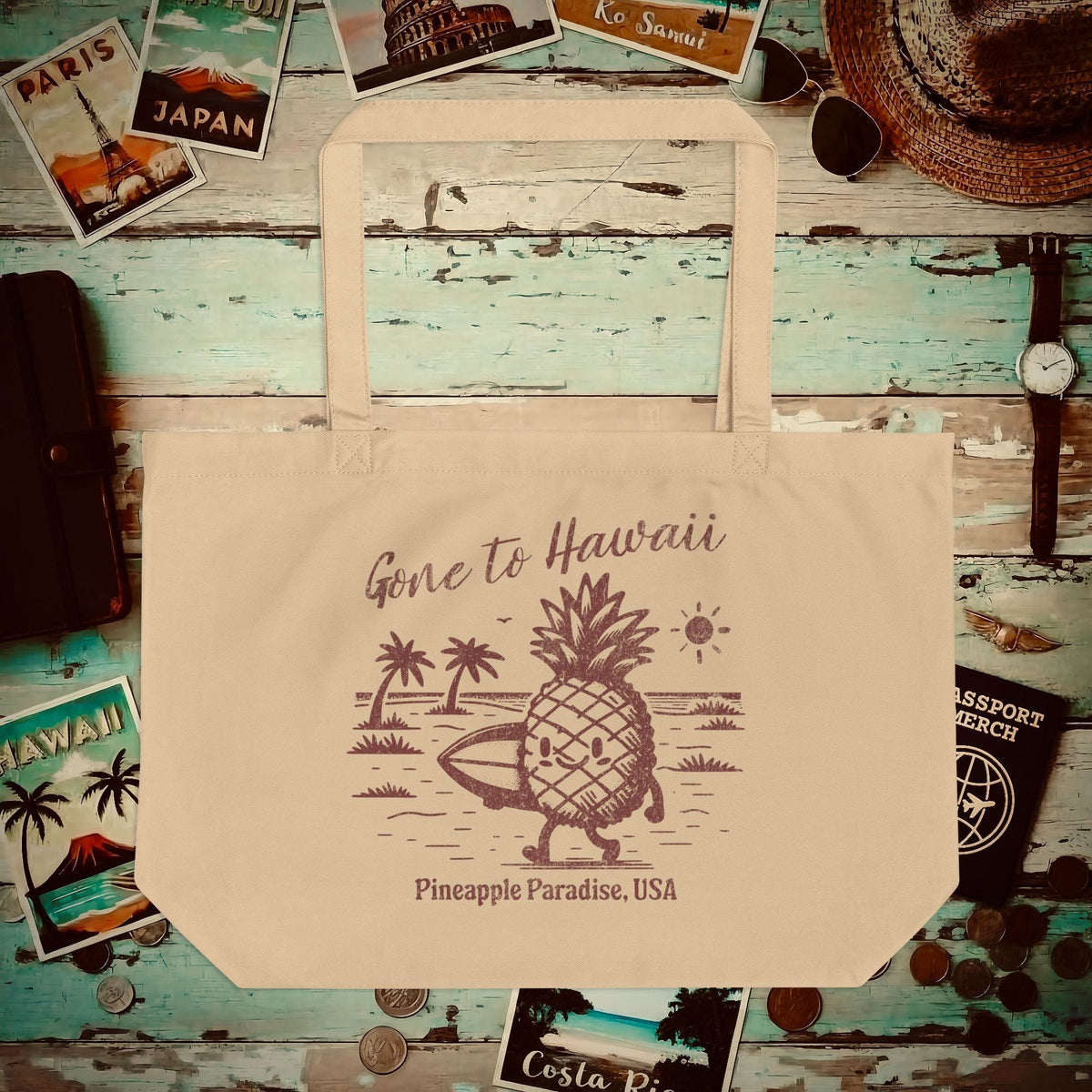 Gone to Hawaii, Pineapple Paradise Organic Tote Oyster / One size