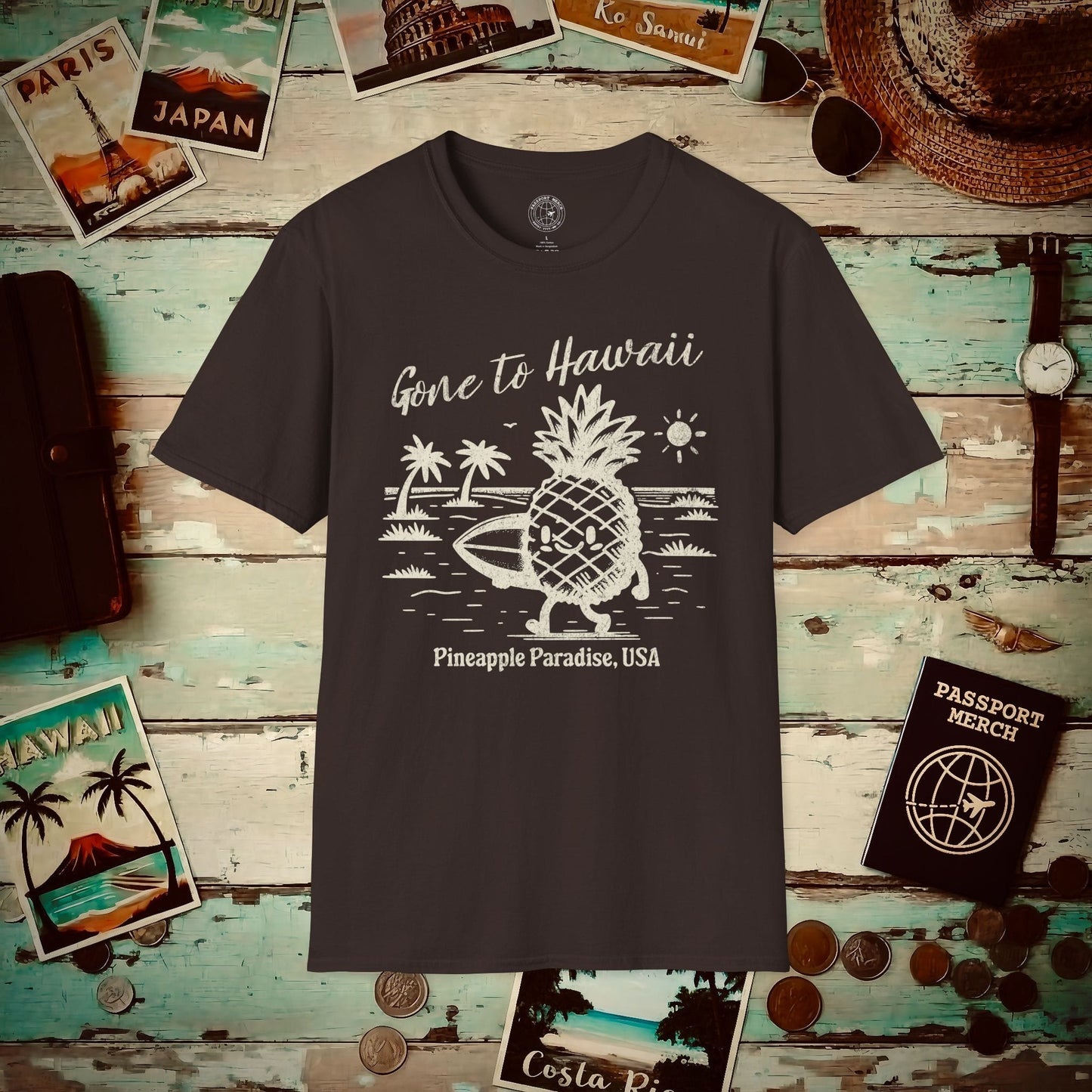 Gone to Hawaii, Pineapple Paradise T-Shirt Dark Chocolate / S