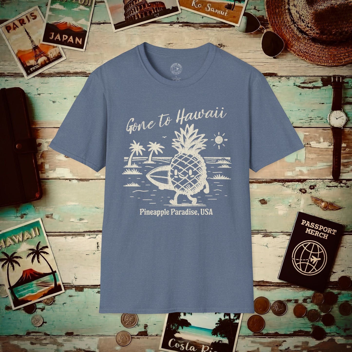 Gone to Hawaii, Pineapple Paradise T-Shirt Heather Indigo / S