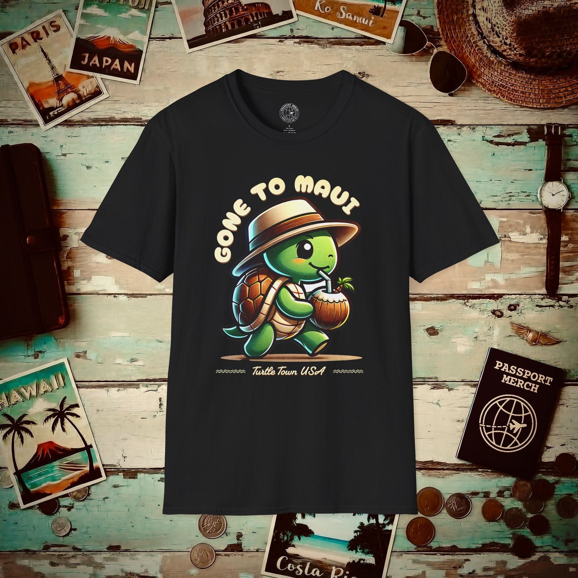 Gone to Maui, Turtle Town Hawaii T-Shirt Black / S